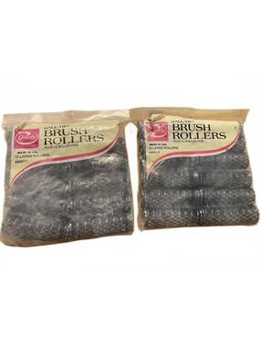 1977 Goody Ball-Tip Brush Rollers 12 Large Rollers - Vintage Hair Roll 2 Packs